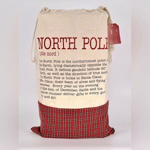 Double-Sided North Pole Plaid Cinch Gift Sack